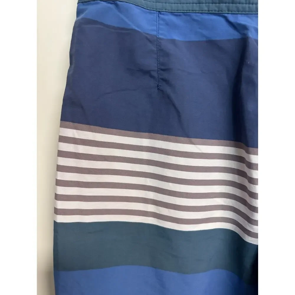 Patagonia Board Shorts 30 Men's Blue Striped Nylon Pockets Beach Surf Swimwear